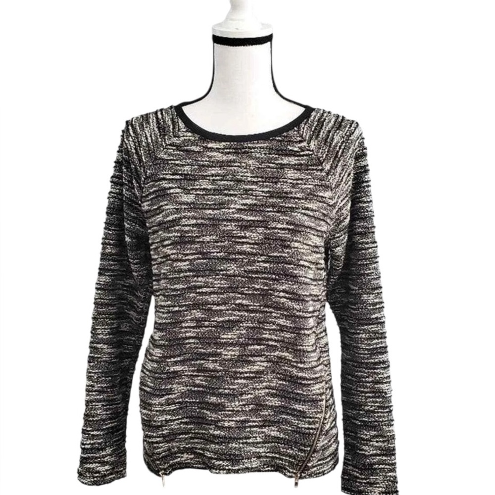 ANN TAYLOR Womens Polyester Cotton Long Sleeve Sweater Zip Sides Sz M